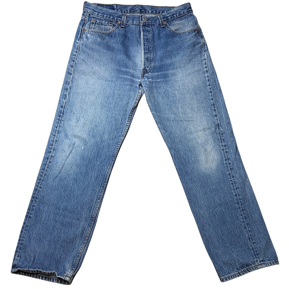 Vintage Distressed Levi's 501 Straight Leg Jeans Mens 36x30 Blue Made in USA 90s